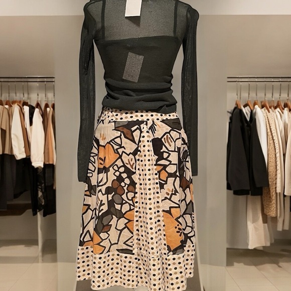 New Weekend Max Mara Floral Dot Printed Cotton Poplin Skirt Sz IT 38 US 4 NWOT - Picture 7 of 16